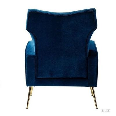 Stuffed Wide Tufted Velvet Wingback Chair for Living Room (Golden Metal Legs) - Image 5