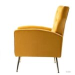 Stuffed Wide Tufted Velvet Wingback Chair for Living Room (Golden Metal Legs)