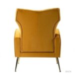 Stuffed Wide Tufted Velvet Wingback Chair for Living Room (Golden Metal Legs)