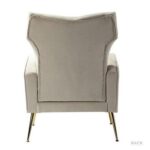 Stuffed Wide Tufted Velvet Wingback Chair for Living Room (Golden Metal Legs)