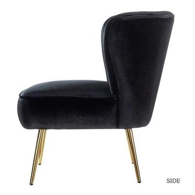 Modern Wide Tufted Velvet Wing Chair for Living Room (Metal Legs) - Image 4