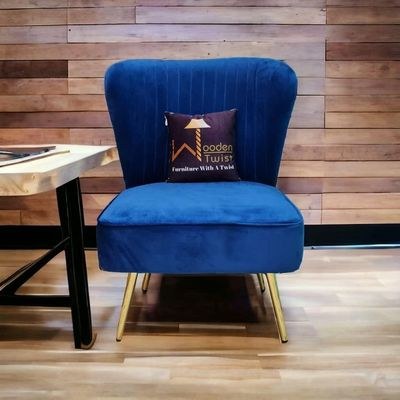 Modern Wide Tufted Velvet Wing Chair for Living Room (Metal Legs) - Image 3