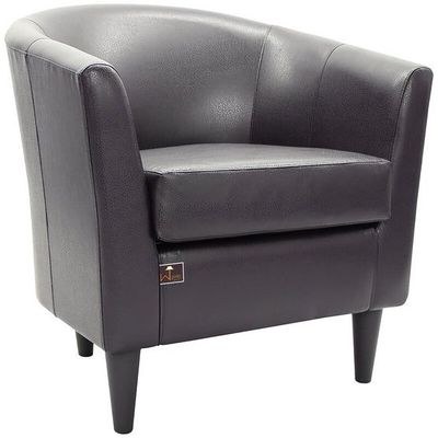Wide Solid Wood Leatherette Upholstery Barrel Arm Chair Modern Accent Chair for Comfortable Living Room Seating - Image 3