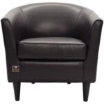 Wide Solid Wood Leatherette Upholstery Barrel Arm Chair Modern Accent Chair for Comfortable Living Room Seating