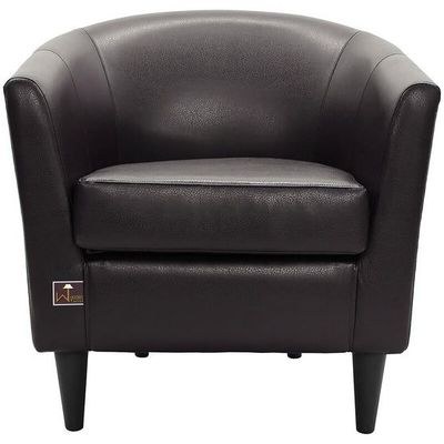 Wide Solid Wood Leatherette Upholstery Barrel Arm Chair Modern Accent Chair for Comfortable Living Room Seating - Image 4