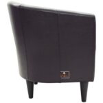 Wide Solid Wood Leatherette Upholstery Barrel Arm Chair Modern Accent Chair for Comfortable Living Room Seating