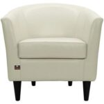 Wide Solid Wood Leatherette Upholstery Barrel Arm Chair Modern Accent Chair for Comfortable Living Room Seating