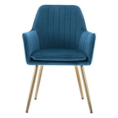 Mahmayi Elegant Velvet Dining Chair with Golden Metal Legs - Superior Fabric, Removable Washable Cushion, Sturdy Structure, 220lbs Weight Capacity (Blue-1PC) - Image 3