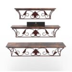 Wooden & Iron Hermosa Floating Wall Shelves Set of 3