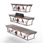Wooden & Iron Hermosa Floating Wall Shelves Set of 3