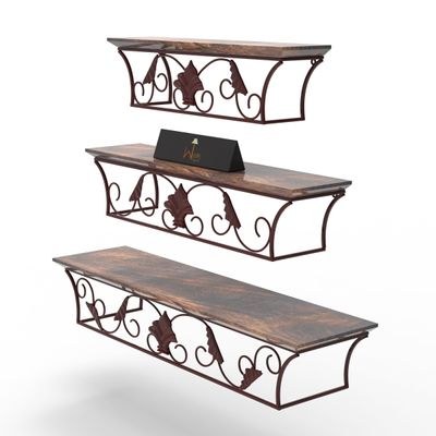 Wooden & Iron Hermosa Floating Wall Shelves Set of 3 - Image 5