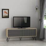 Mourah Picadilly Tv Stand Up To 55 Inches With Storage - Oak/Dark Grey - 2 Years Warranty