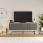 Mourah Picadilly Tv Stand Up To 55 Inches With Storage - Oak/Dark Grey - 2 Years Warranty