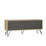 Mourah Picadilly Tv Stand Up To 55 Inches With Storage - Oak/Dark Grey - 2 Years Warranty