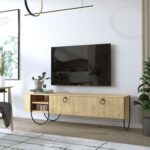 Mourah Norfolk Tv Stand Up To 60 Inches With Storage - Oak - 2 Years Warranty