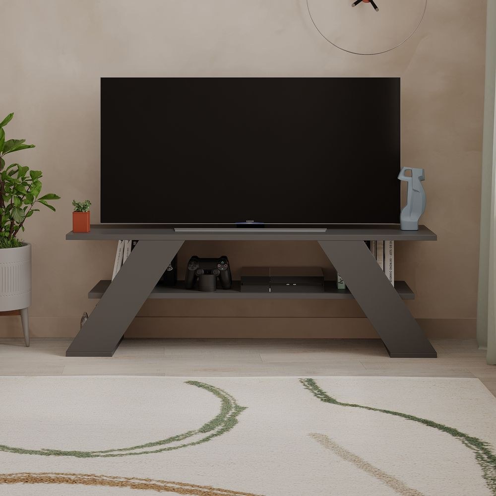 Mourah Farfalla Tv Stand Up To 50 Inches With Storage - Dark Grey - 2 Years Warranty - Image 3