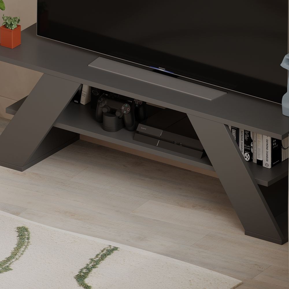 Mourah Farfalla Tv Stand Up To 50 Inches With Storage - Dark Grey - 2 Years Warranty - Image 4