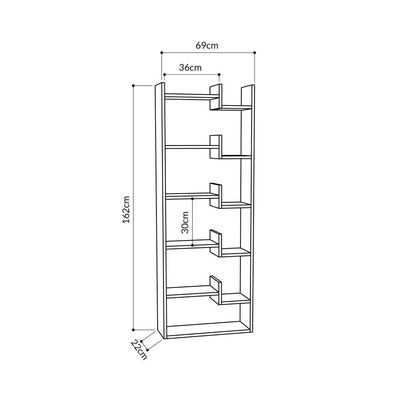 Mourah Oppa Bookcase - Oak/Dark Grey - 2 Years Warranty - Image 3