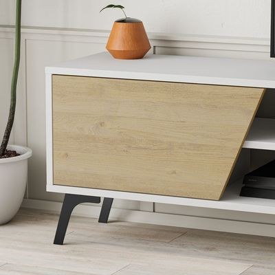 Mourah Fiona Tv Unit Up To 70 Inches With Storage - White/Oak - 2 Years Warranty - Image 4