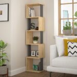 Mourah Piri Corner Bookcase - Oak/Dark Grey - 2 Years Warranty
