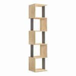 Mourah Piri Corner Bookcase - Oak/Dark Grey - 2 Years Warranty