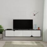 Mourah Spark Tv Stand Up To 70 Inches With Storage - Black Marble/White - 2 Years Warranty