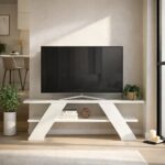 Mourah Farfalla Tv Stand Up To 50 Inches With Storage - White - 2 Years Warranty