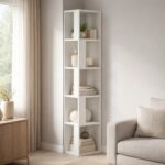 Mourah Piano Corner Bookcase - White - 2 Years Warranty