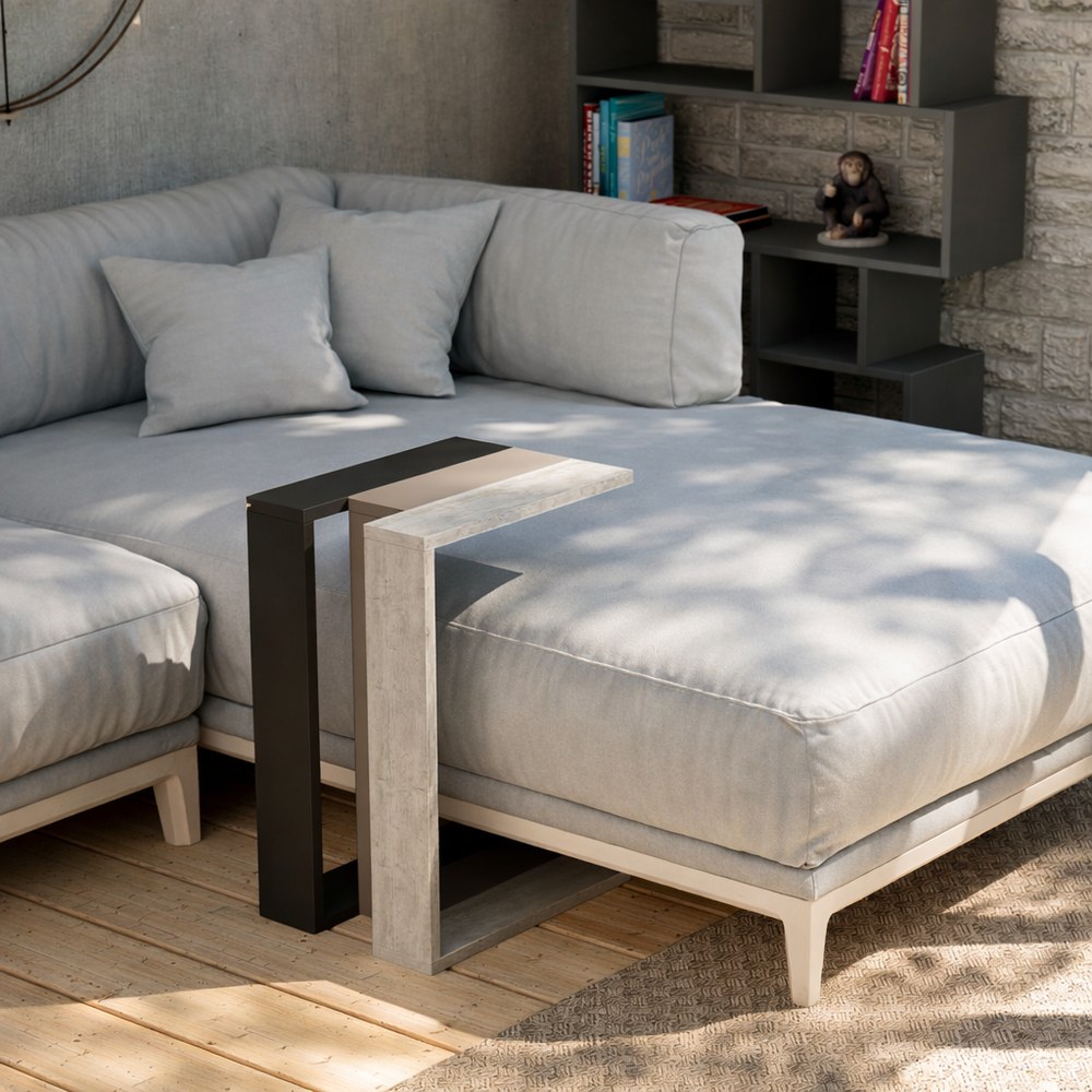 Mourah Muju C End Table - Dark Grey/Light Mocha/Ancient White - 2 Years Warranty