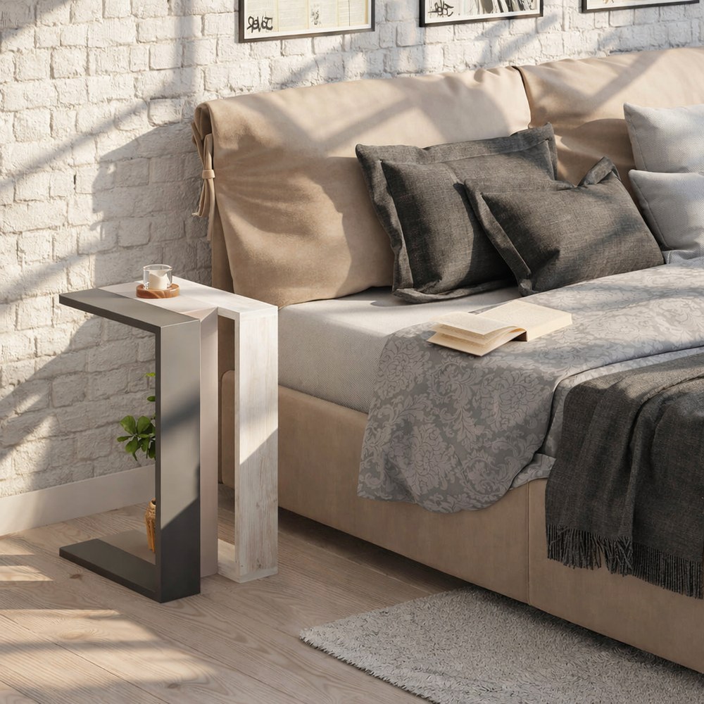 Mourah Muju C End Table - Dark Grey/Light Mocha/Ancient White - 2 Years Warranty - Image 4
