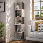 Mourah Piri Corner Bookcase - Ancient White/Dark Grey - 2 Years Warranty