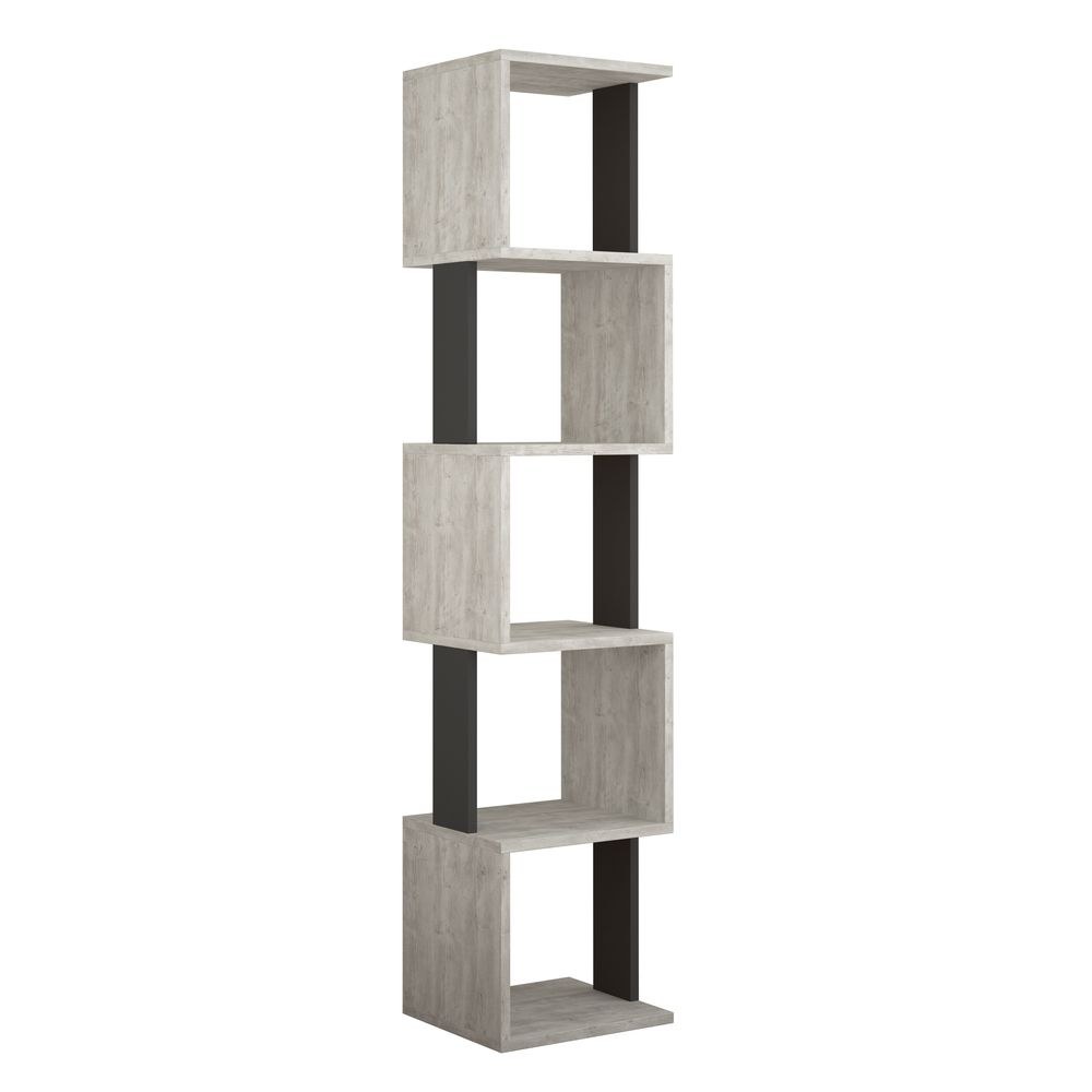 Mourah Piri Corner Bookcase - Ancient White/Dark Grey - 2 Years Warranty - Image 2