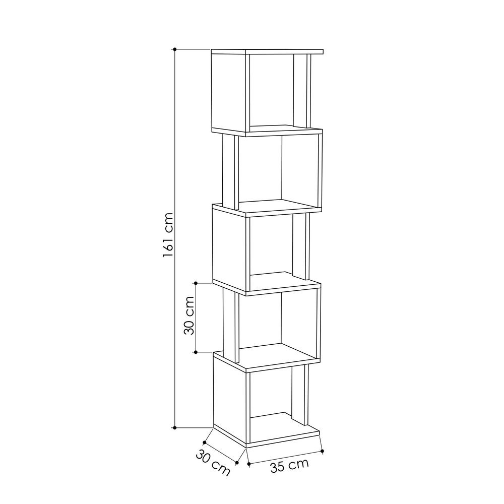 Mourah Piri Corner Bookcase - Ancient White/Dark Grey - 2 Years Warranty - Image 4