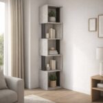 Mourah Piri Corner Bookcase - Ancient White/Dark Grey - 2 Years Warranty