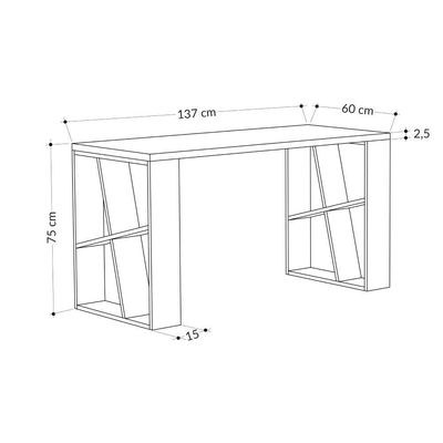 Mourah Honey Working Table With Storage - White/Dark Grey - 2 Years Warranty - Image 3
