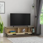 Mourah Furoki Tv Stand Up To 60 Inches With Storage - Oak/Dark Grey - 2 Years Warranty