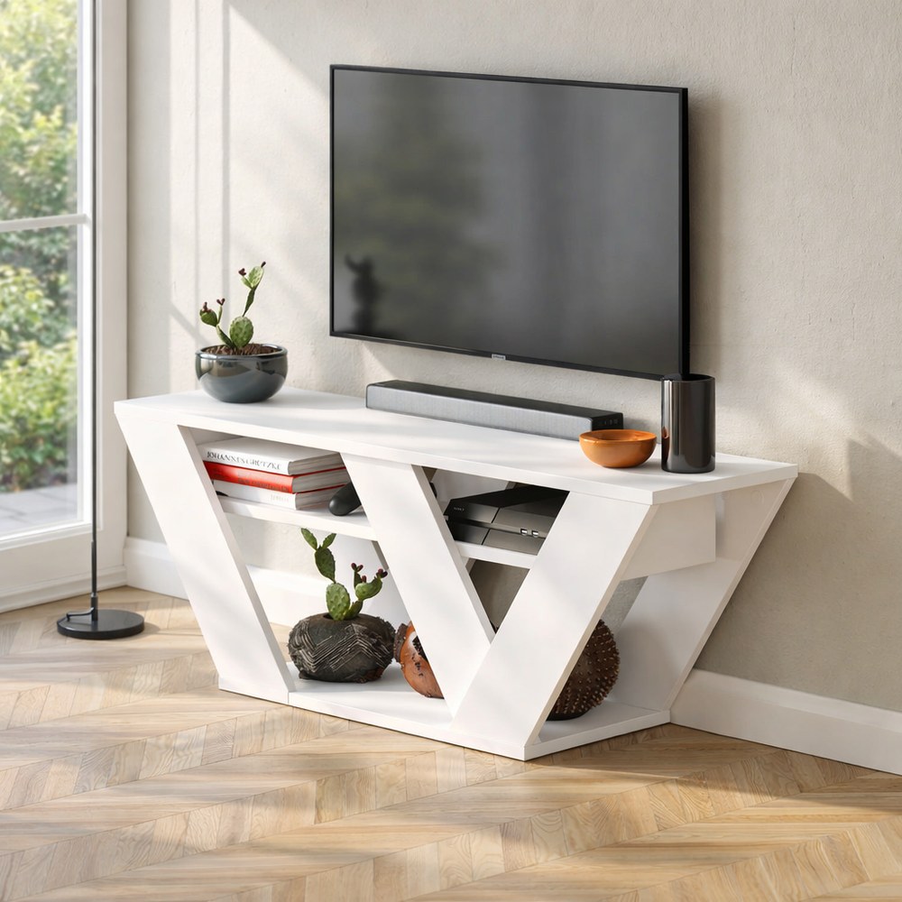 Mourah Pipralla Tv Stand Up To 43 Inches With Storage - White - 2 Years Warranty - Image 4