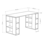 Mourah Colmar Working Table With Storage - White/Light Mocha - 2 Years Warranty