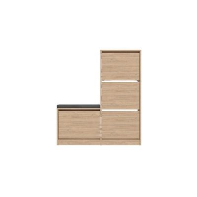 Mourah Dude Bench & Shoe Cabinet - 16 Pairs - Oak - 2 Years Warranty - Image 5