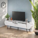 Mourah Capsule Tv Stand Up To 65 Inches With Storage - White - 2 Years Warranty