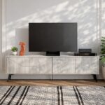 Mourah Dune Tv Stand Up To 70 Inches With Storage - Ancient White - 2 Years Warranty