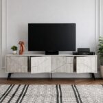 Mourah Dune Tv Stand Up To 70 Inches With Storage - Ancient White - 2 Years Warranty