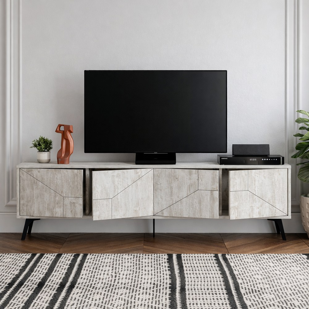 Mourah Dune Tv Stand Up To 70 Inches With Storage - Ancient White - 2 Years Warranty - Image 4