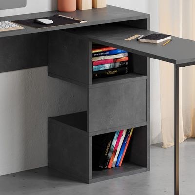 Mourah Badau Working Table With Storage - Retro Grey - 2 Years Warranty - Image 3