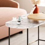 Mourah Cuddle Coffee Table White Marble/ Oak - 2 Years Warranty