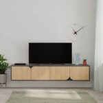 Mourah Spark Tv Stand Up To 70 Inches With Storage - Dark Grey/Oak - 2 Years Warranty