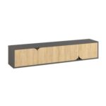 Mourah Spark Tv Stand Up To 70 Inches With Storage - Dark Grey/Oak - 2 Years Warranty
