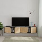 Mourah Spark Tv Stand Up To 70 Inches With Storage - Dark Grey/Oak - 2 Years Warranty