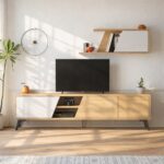 Mourah Fiona Tv Unit Up To 70 Inches With Storage - Oak/White - 2 Years Warranty