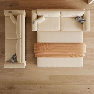 Sofa Bed, Pull-out Sofa Come Bed with Storage Box Side Pockets USB Port - 240 cm Outside - Off White - Image 4